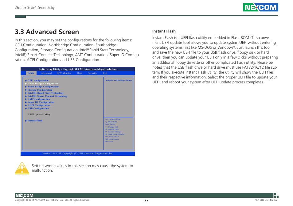 3 advanced screen | NEXCOM NEX 883 User Manual | Page 38 / 53