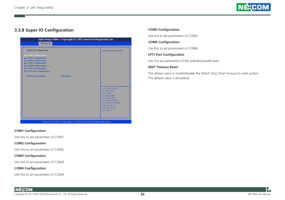 8 super io configuration | NEXCOM NEX 883 User Manual | Page 46 / 53