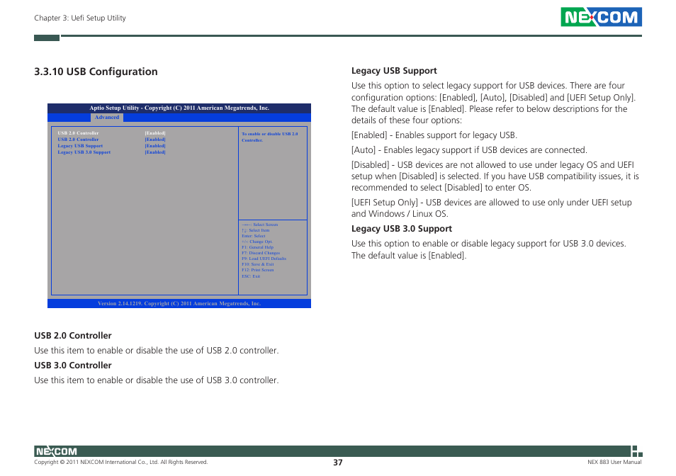 10 usb configuration | NEXCOM NEX 883 User Manual | Page 48 / 53