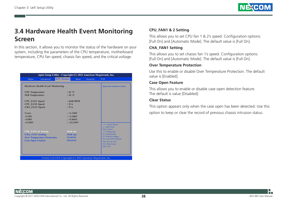 4 hardware health event monitoring screen | NEXCOM NEX 883 User Manual | Page 49 / 53