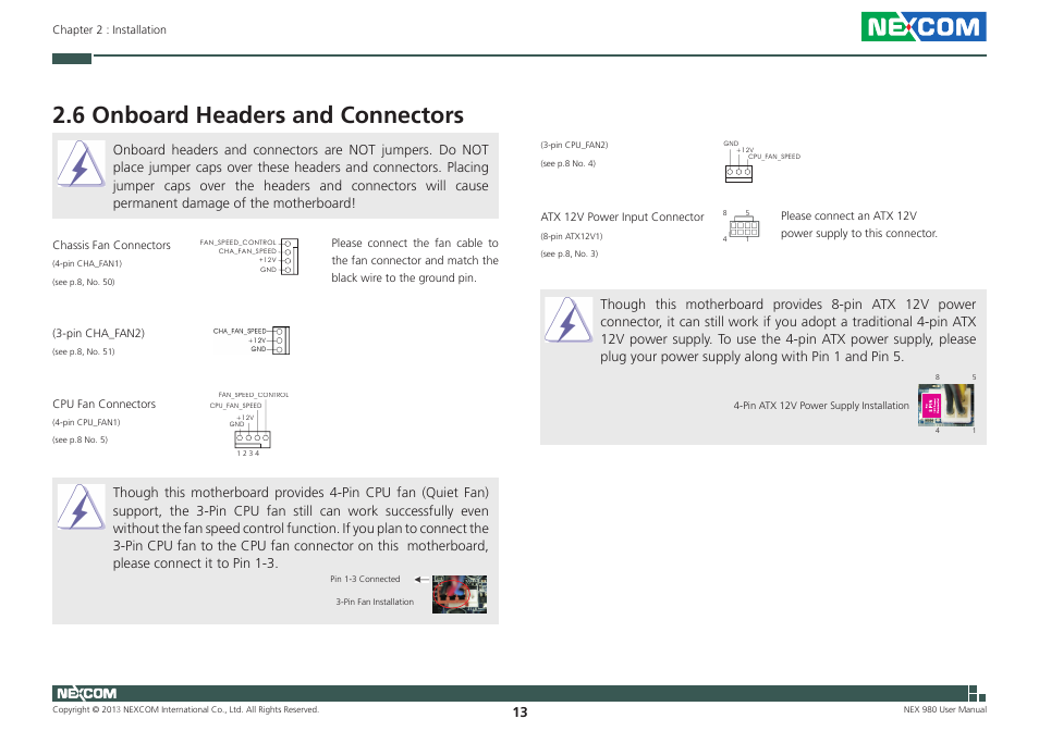 6 onboard headers and connectors | NEXCOM NEX 980 User Manual | Page 24 / 52