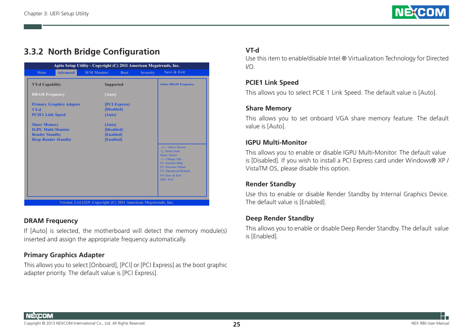 2 north bridge configuration | NEXCOM NEX 980 User Manual | Page 36 / 52