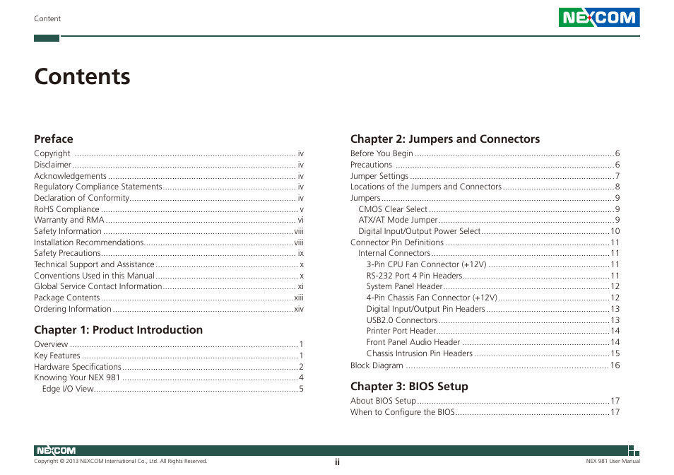 NEXCOM NEX 981 User Manual | Page 2 / 47