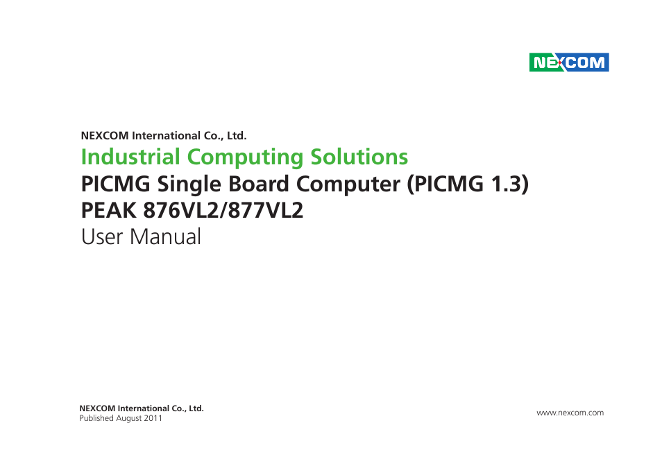 NEXCOM PEAK 876VL2 User Manual | 64 pages