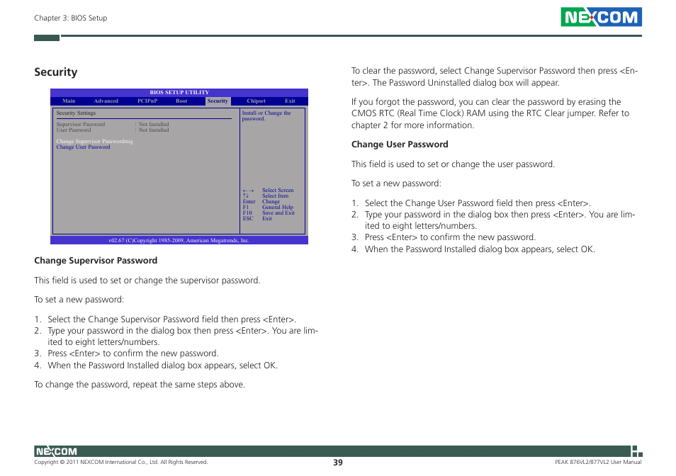 Security | NEXCOM PEAK 876VL2 User Manual | Page 52 / 64