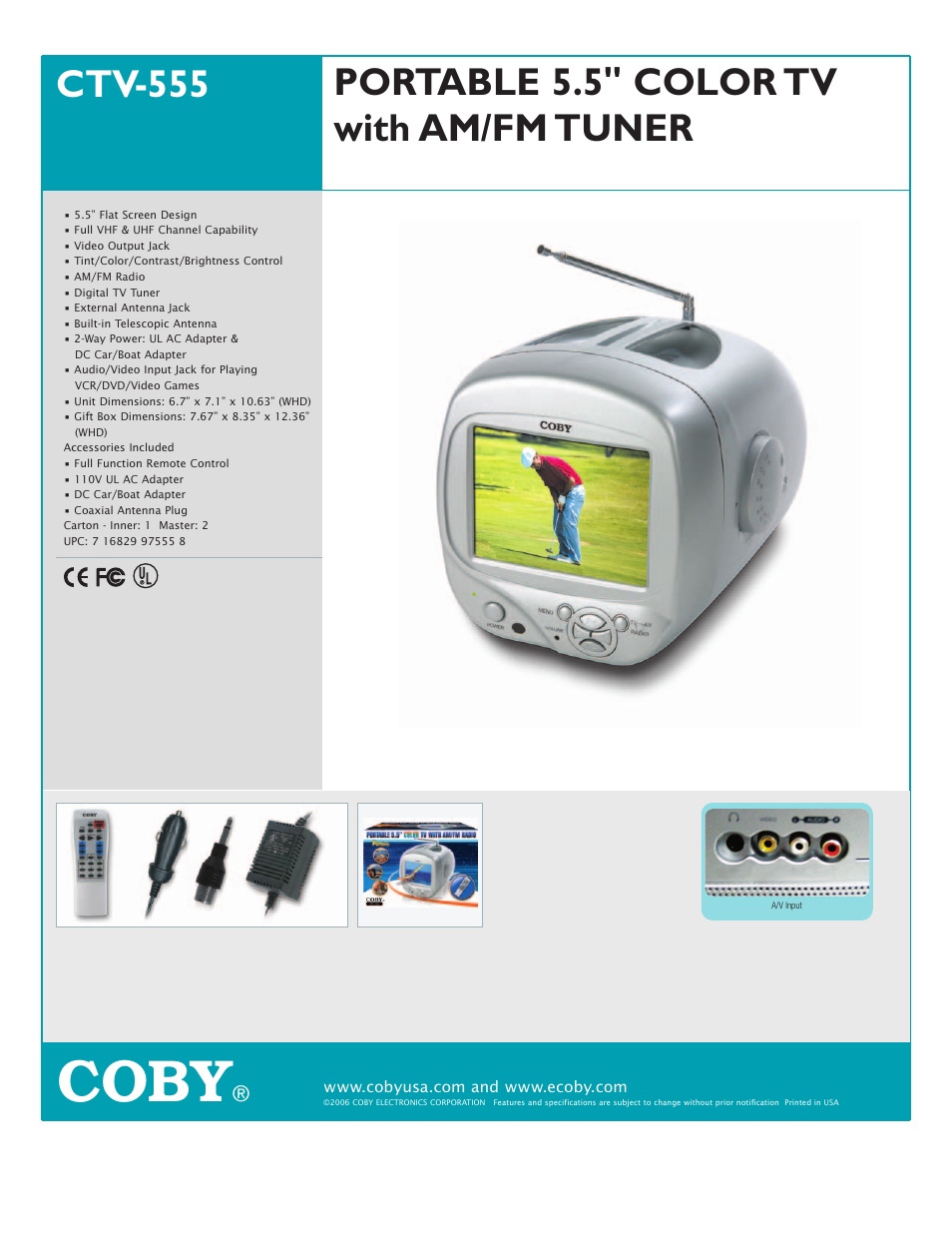 COBY CTV-555 User Manual | 1 page