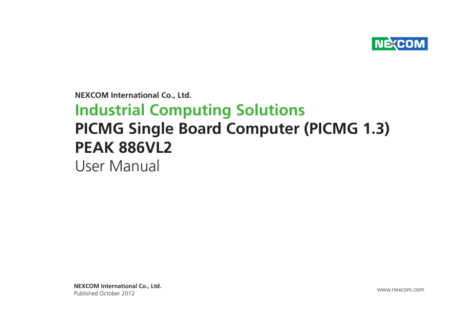 NEXCOM PEAK 886VL2 User Manual | 58 pages