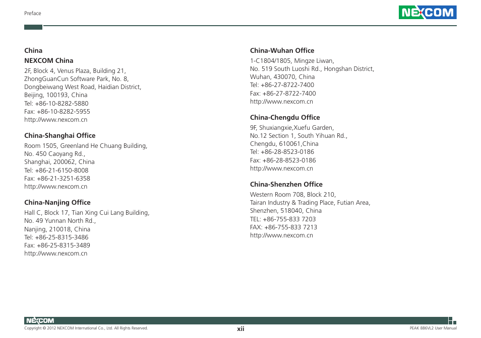 NEXCOM PEAK 886VL2 User Manual | Page 12 / 58