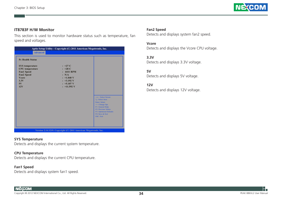 It8783f h/w monitor | NEXCOM PEAK 886VL2 User Manual | Page 49 / 58