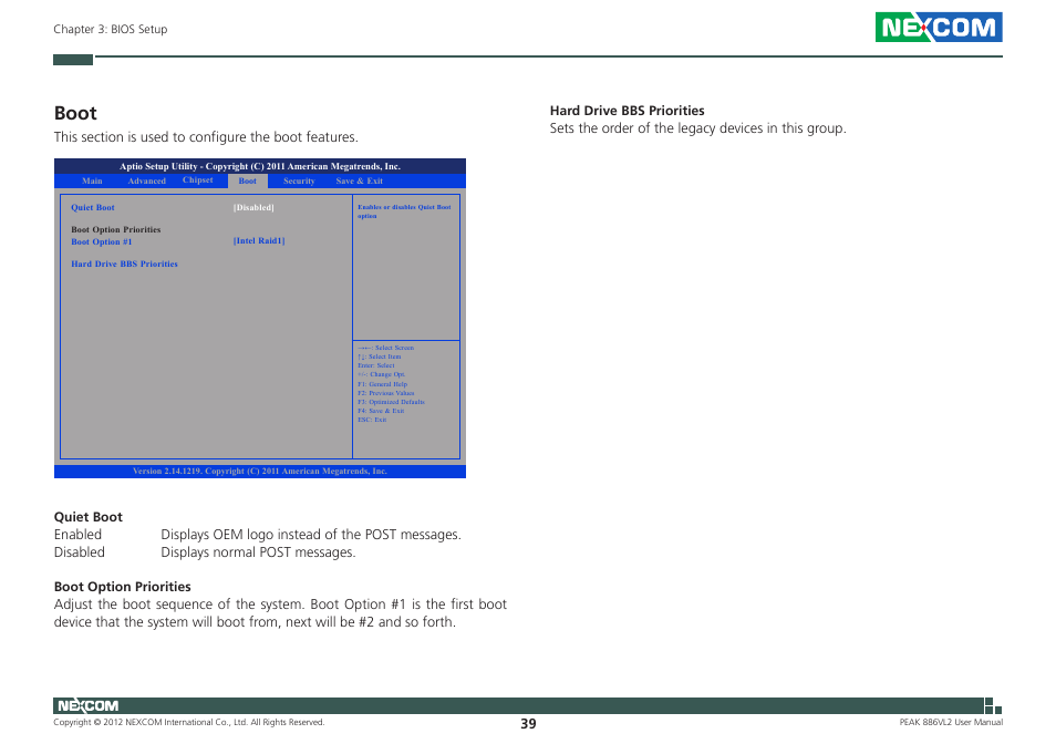 Boot | NEXCOM PEAK 886VL2 User Manual | Page 54 / 58