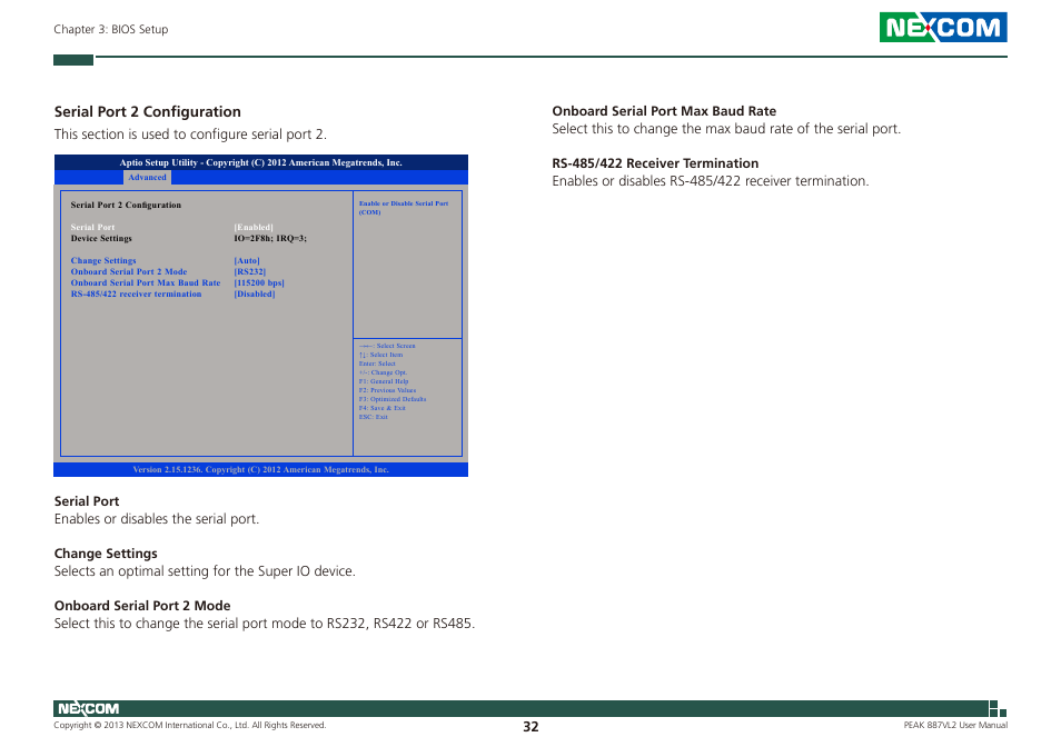 Serial port 2 configuration | NEXCOM PEAK 887VL2 User Manual | Page 46 / 53