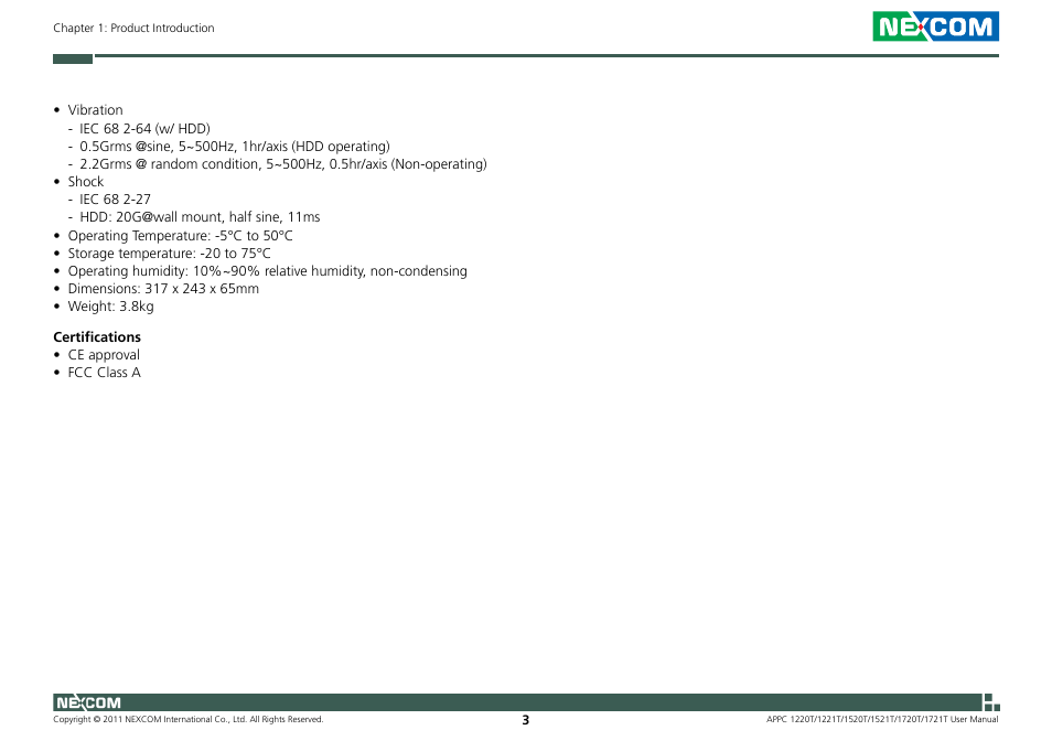 NEXCOM APPC 1220T User Manual | Page 18 / 110