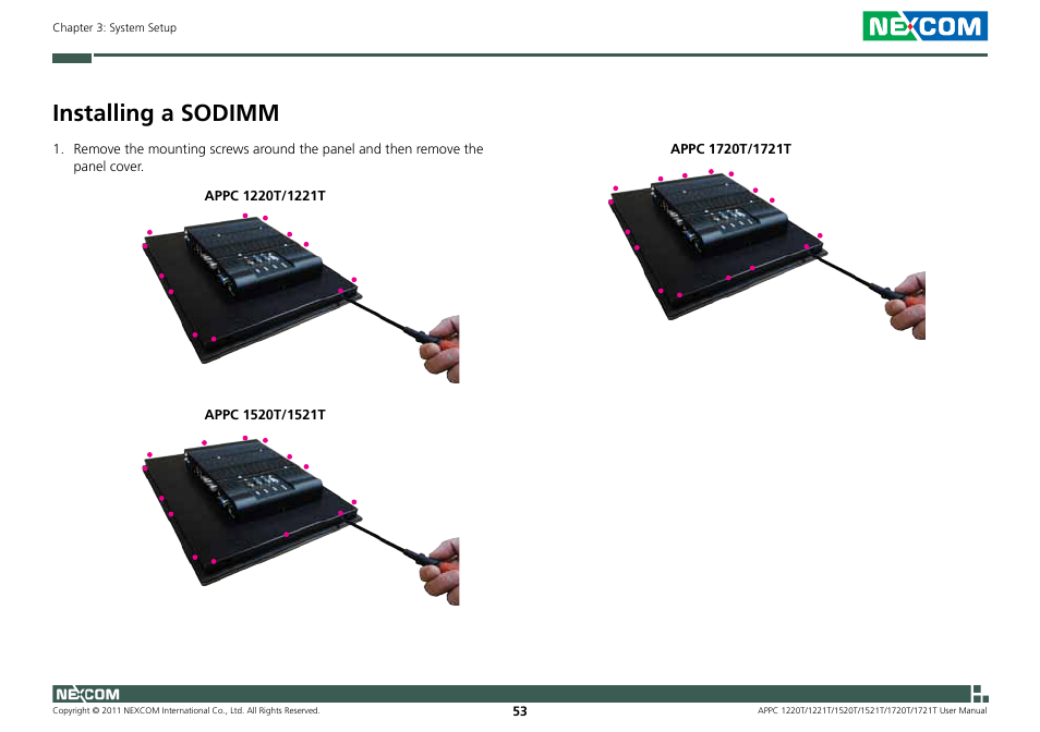 Installing a sodimm | NEXCOM APPC 1220T User Manual | Page 68 / 110