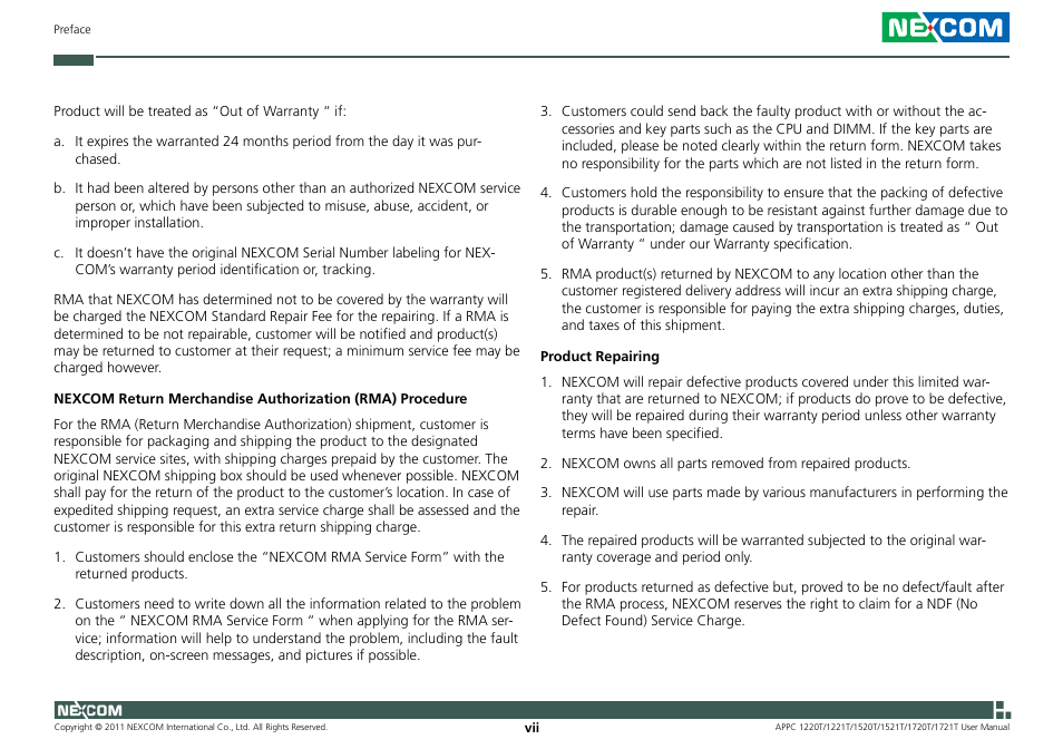 NEXCOM APPC 1220T User Manual | Page 7 / 110