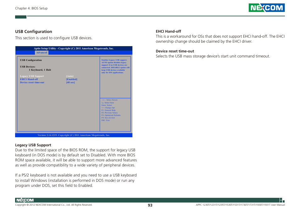 Usb configuration | NEXCOM APPC 1230T User Manual | Page 109 / 130