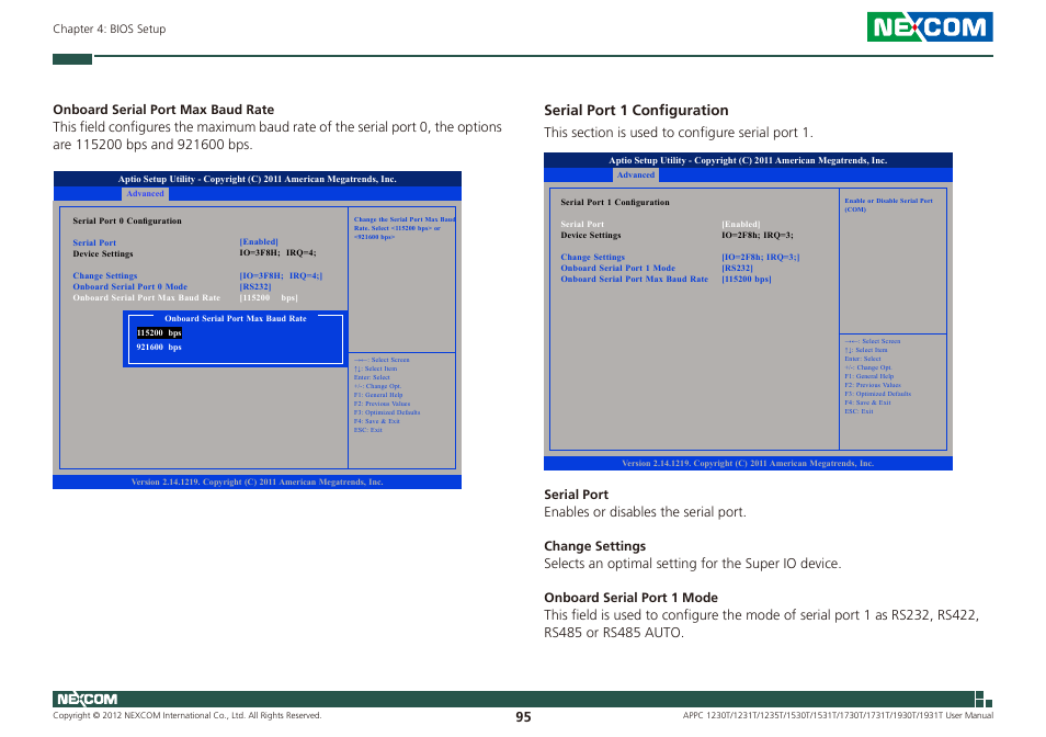 Serial port 1 configuration | NEXCOM APPC 1230T User Manual | Page 111 / 130