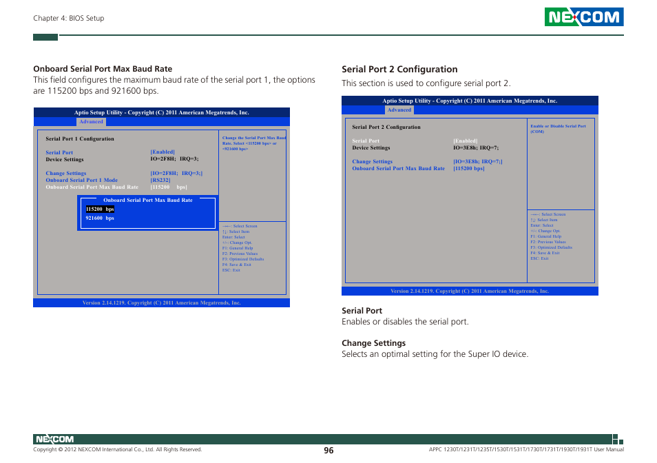 Serial port 2 configuration | NEXCOM APPC 1230T User Manual | Page 112 / 130