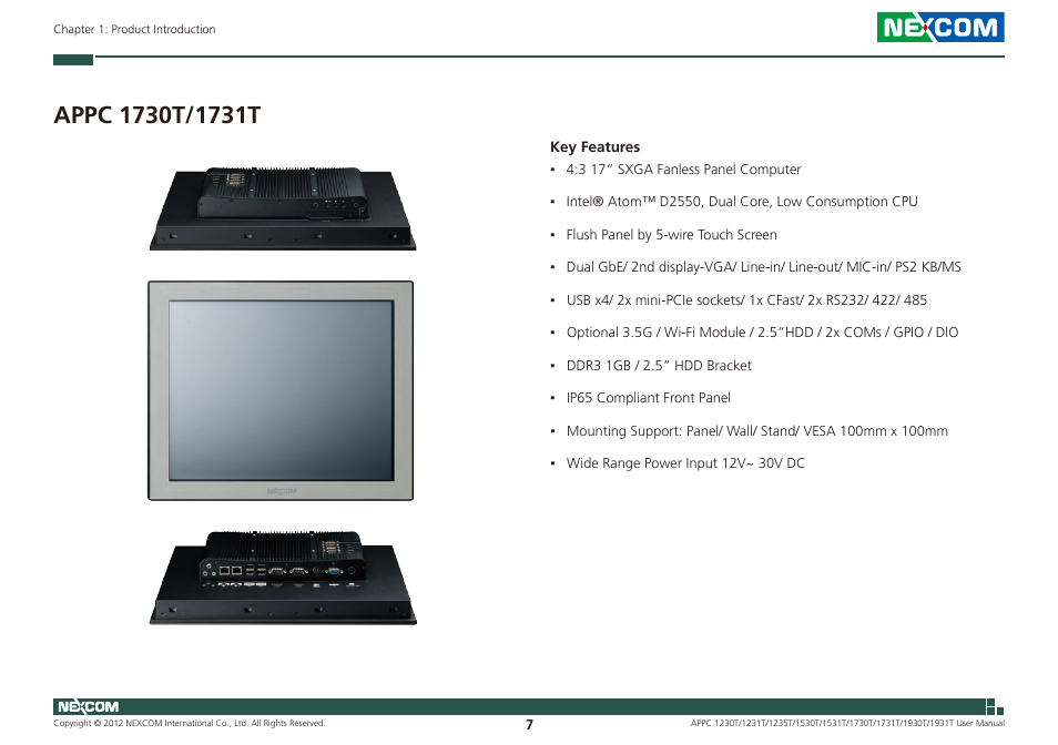 NEXCOM APPC 1230T User Manual | Page 23 / 130