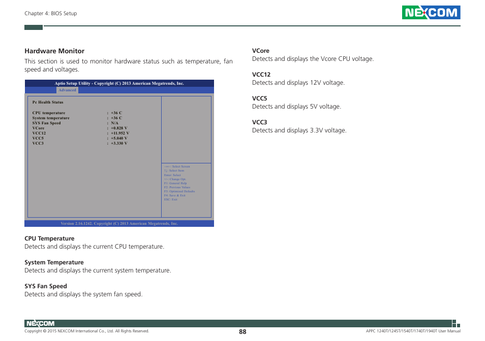 Hardware monitor | NEXCOM APPC 1240T User Manual | Page 104 / 116