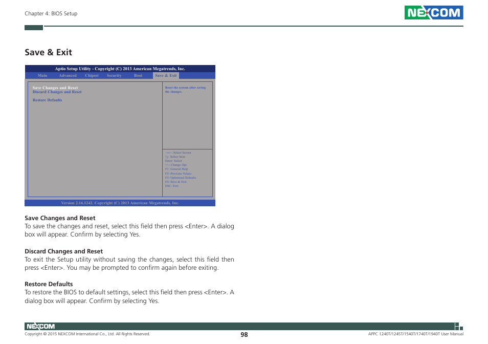 Save & exit | NEXCOM APPC 1240T User Manual | Page 114 / 116