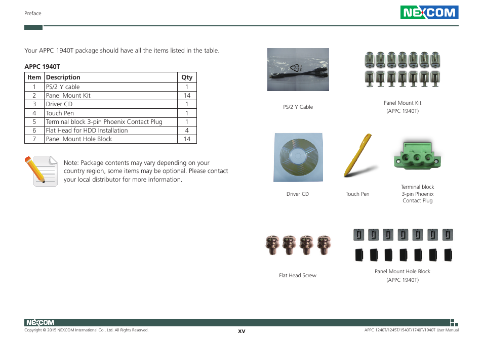 NEXCOM APPC 1240T User Manual | Page 15 / 116