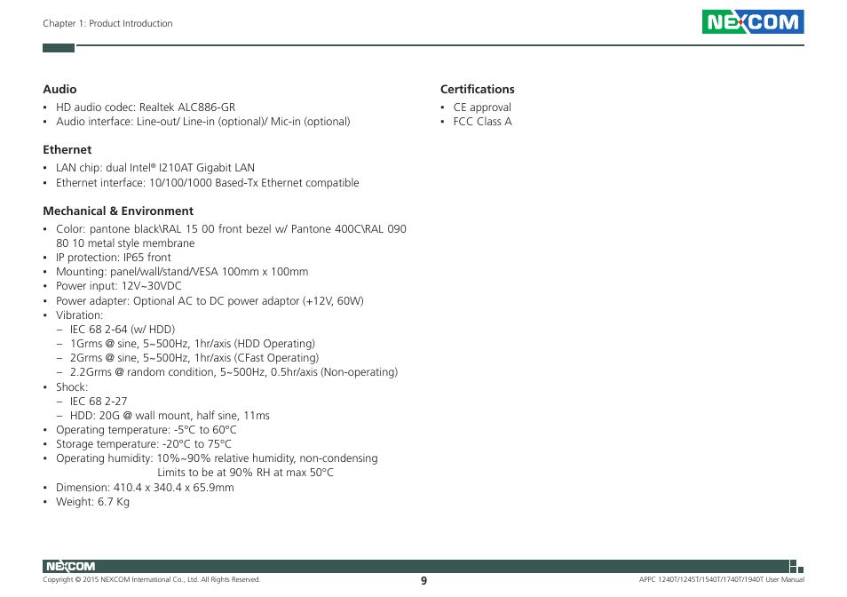 NEXCOM APPC 1240T User Manual | Page 25 / 116