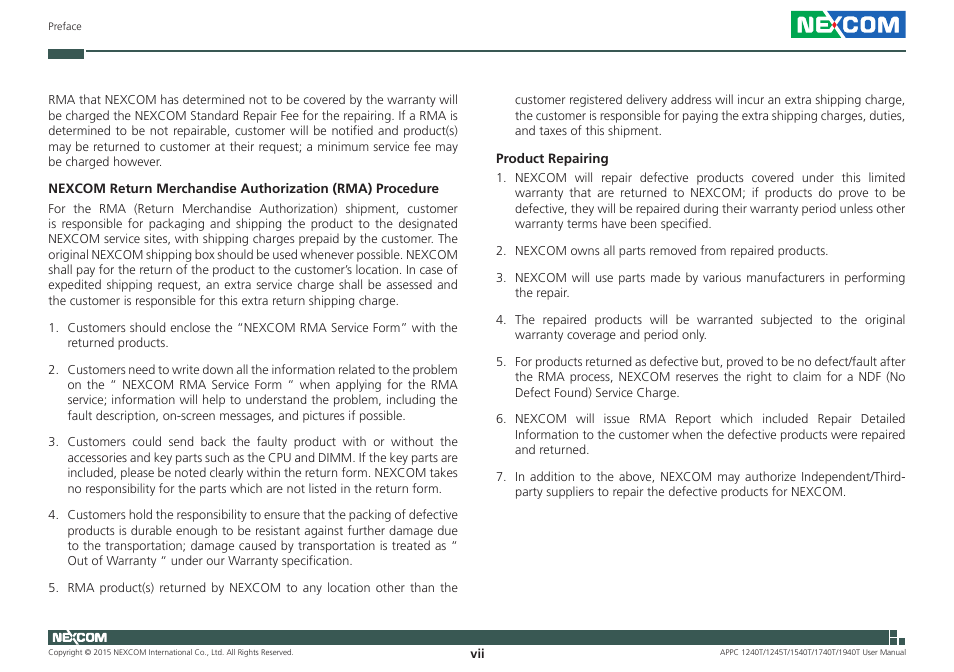 NEXCOM APPC 1240T User Manual | Page 7 / 116