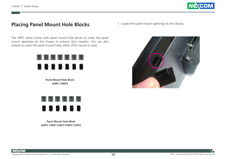 Placing panel mount hole blocks | NEXCOM APPC 1240T User Manual | Page 89 / 116