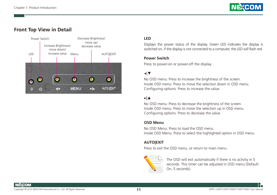 Front top view in detail | NEXCOM APPD 1200T User Manual | Page 26 / 67