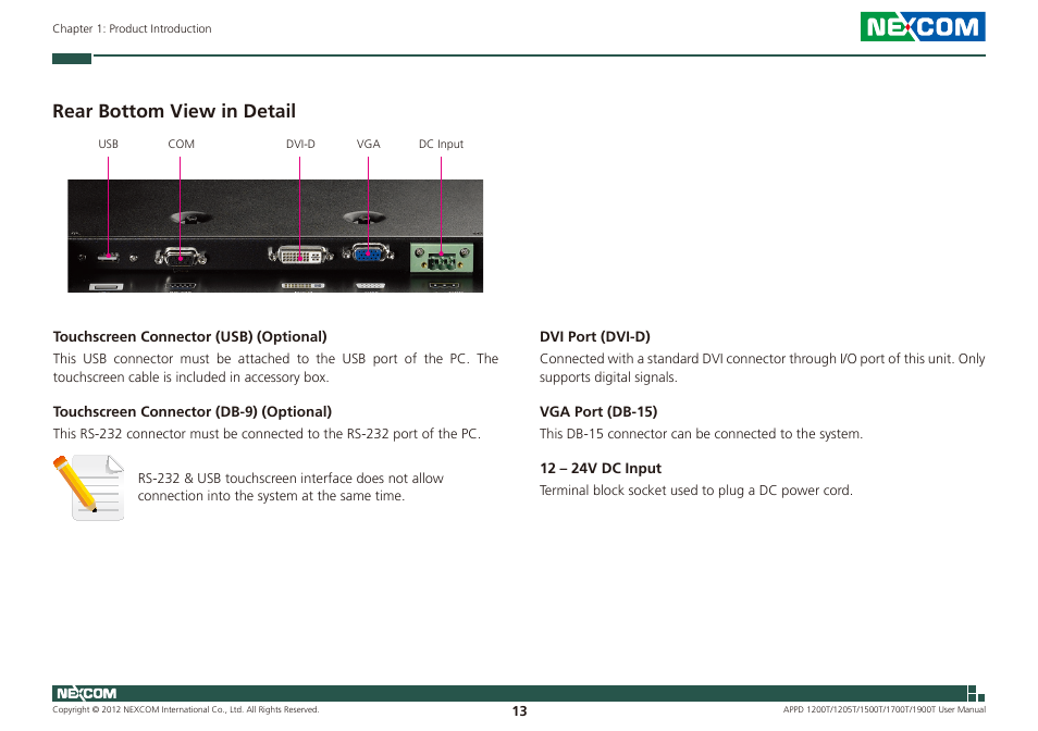 Rear bottom view in detail | NEXCOM APPD 1200T User Manual | Page 28 / 67