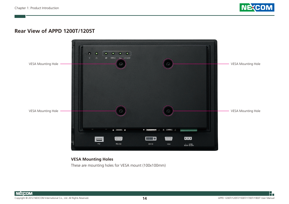 Rear view of appd 1200t/1205t | NEXCOM APPD 1200T User Manual | Page 29 / 67