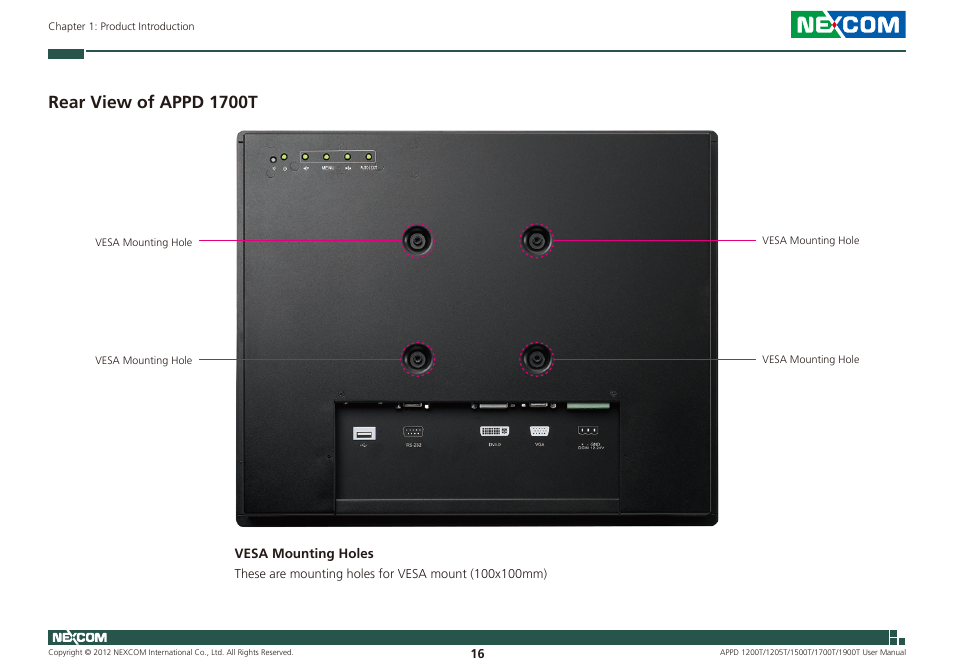 Rear view of appd 1700t | NEXCOM APPD 1200T User Manual | Page 31 / 67