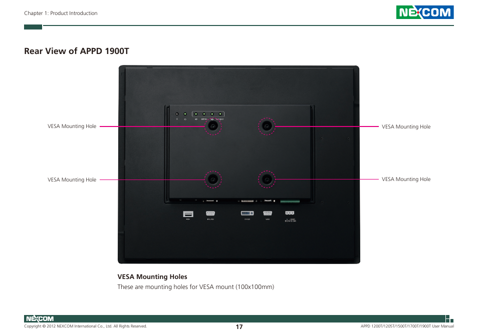 Rear view of appd 1900t | NEXCOM APPD 1200T User Manual | Page 32 / 67