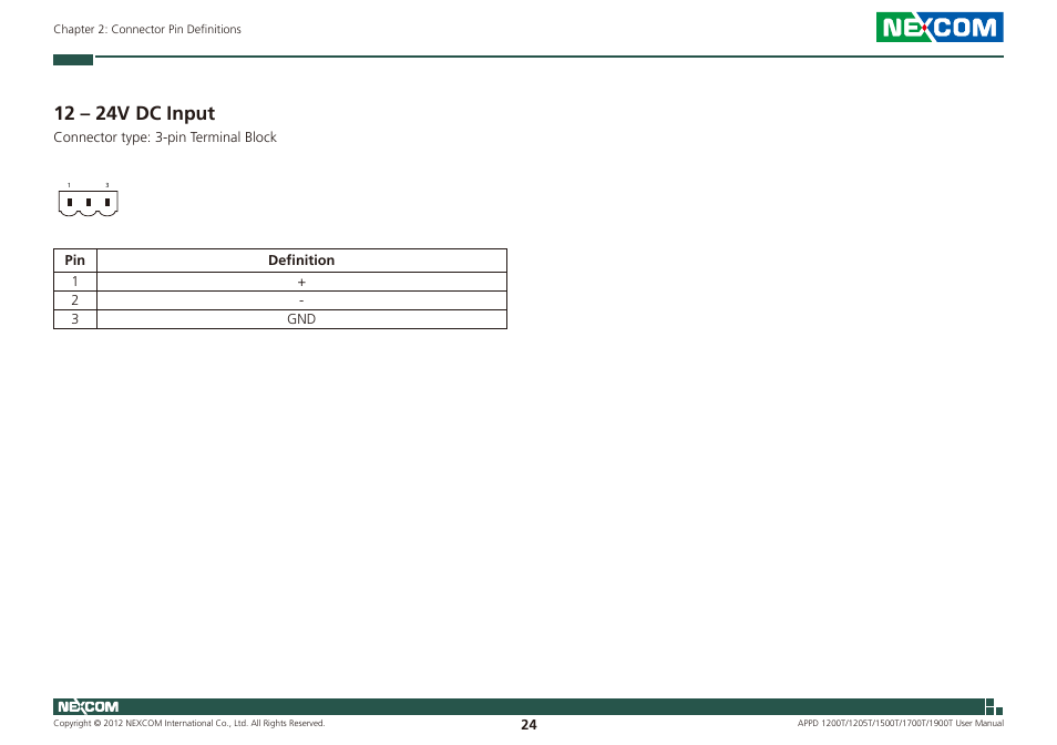 12 – 24v dc input | NEXCOM APPD 1200T User Manual | Page 39 / 67