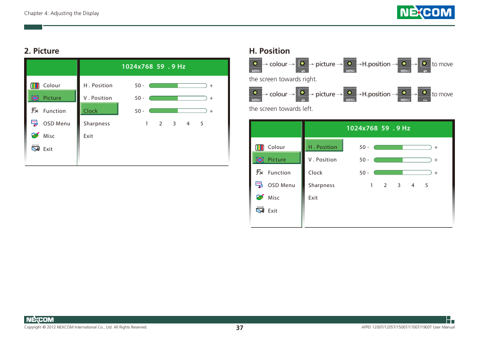 Picture, H. position | NEXCOM APPD 1200T User Manual | Page 52 / 67