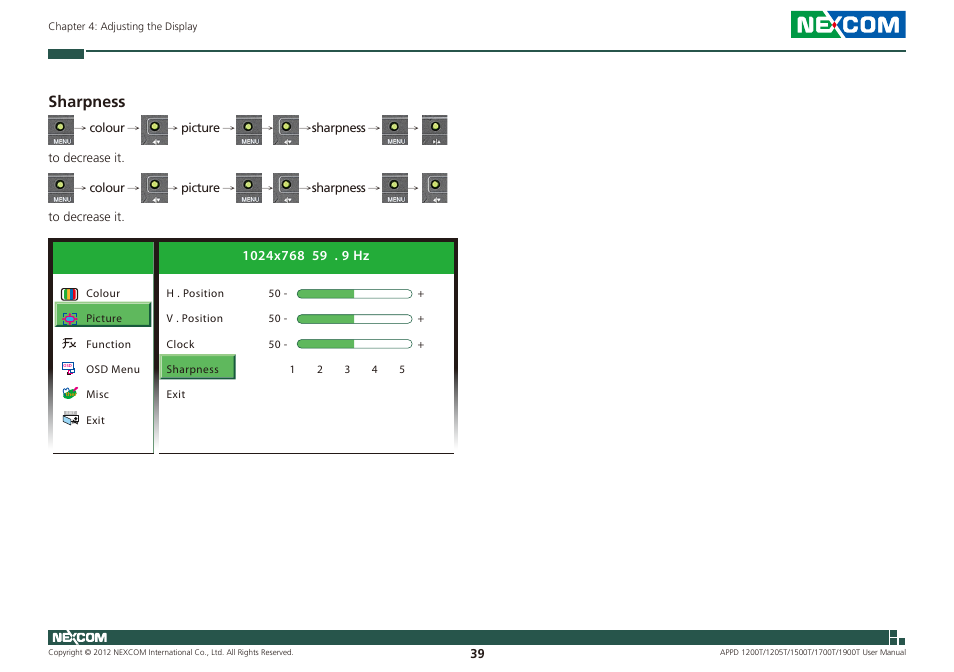Sharpness | NEXCOM APPD 1200T User Manual | Page 54 / 67