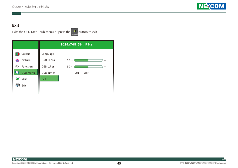 Exit | NEXCOM APPD 1200T User Manual | Page 60 / 67