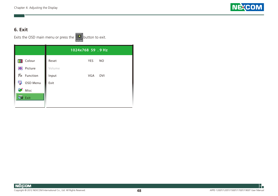 Exit | NEXCOM APPD 1200T User Manual | Page 63 / 67