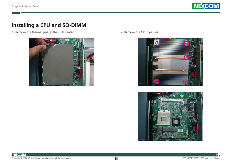 Installing a cpu and so-dimm | NEXCOM IPPC 1560T User Manual | Page 105 / 135