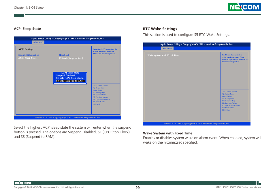 Rtc wake settings | NEXCOM IPPC 1560T User Manual | Page 116 / 135