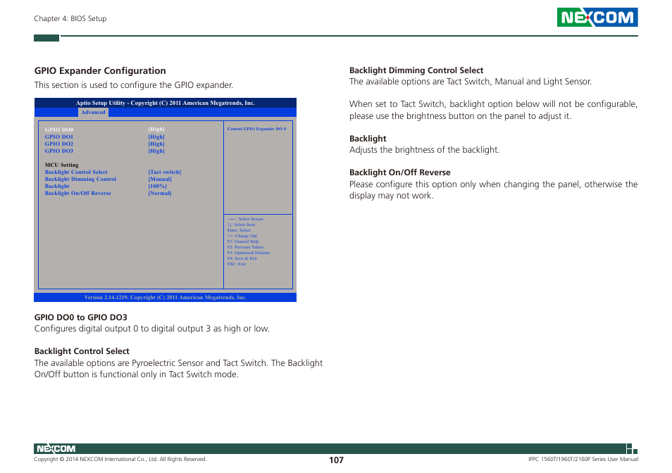 Gpio expander configuration | NEXCOM IPPC 1560T User Manual | Page 124 / 135