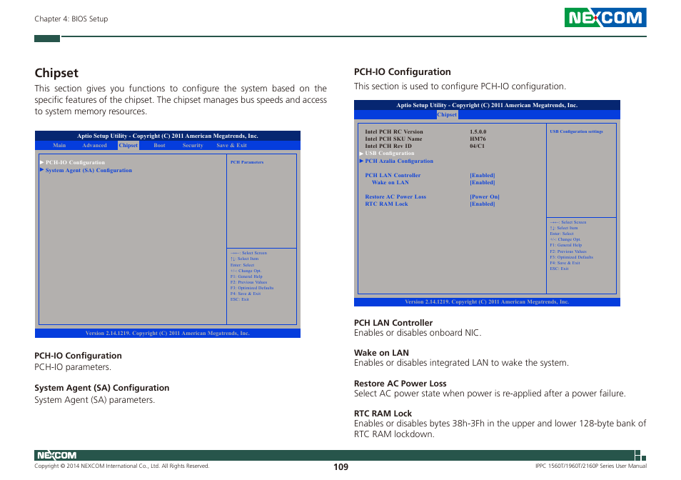 Chipset, Pch-io configuration | NEXCOM IPPC 1560T User Manual | Page 126 / 135