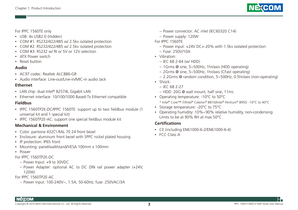 NEXCOM IPPC 1560T User Manual | Page 20 / 135