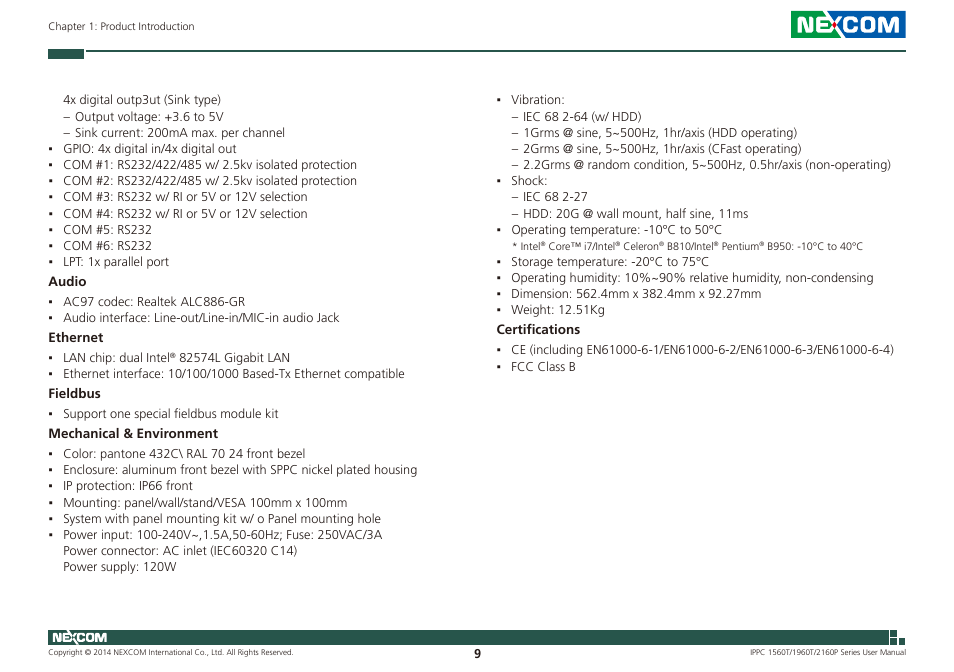 NEXCOM IPPC 1560T User Manual | Page 26 / 135