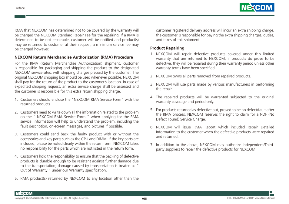 NEXCOM IPPC 1560T User Manual | Page 8 / 135