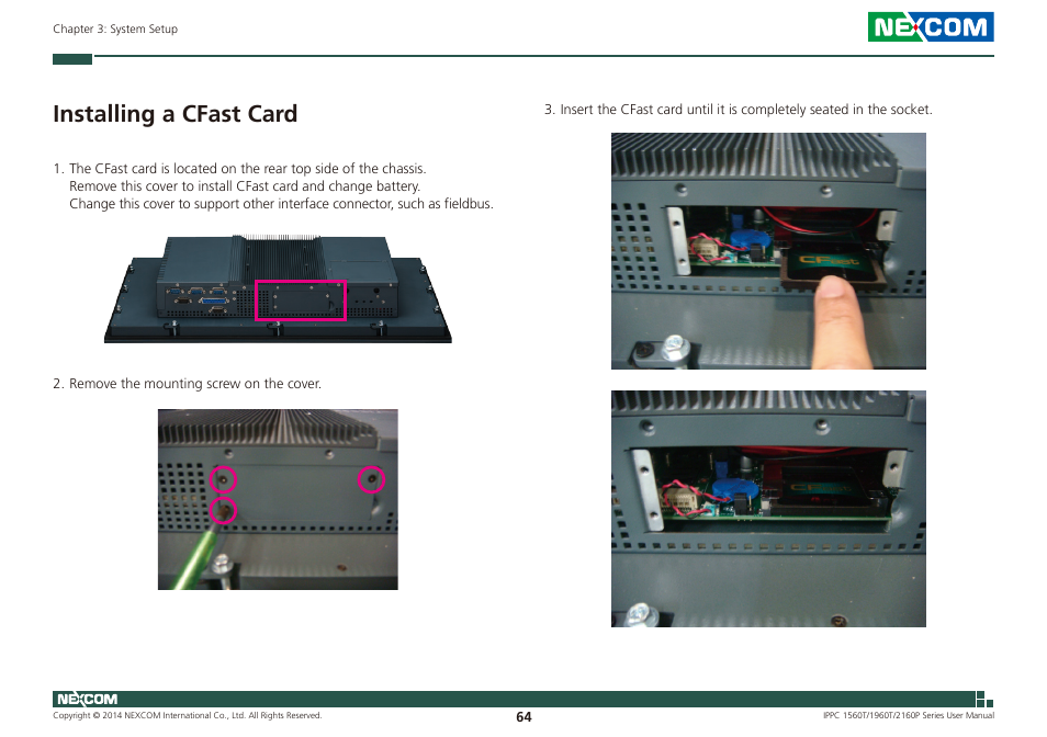 Installing a cfast card | NEXCOM IPPC 1560T User Manual | Page 81 / 135