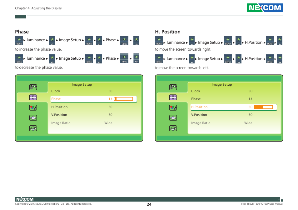 H. position, Phase | NEXCOM IPPD 1600P User Manual | Page 39 / 49