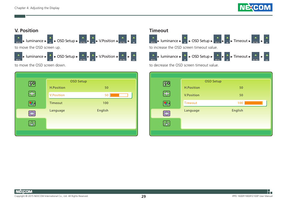 V. position, Timeout | NEXCOM IPPD 1600P User Manual | Page 44 / 49