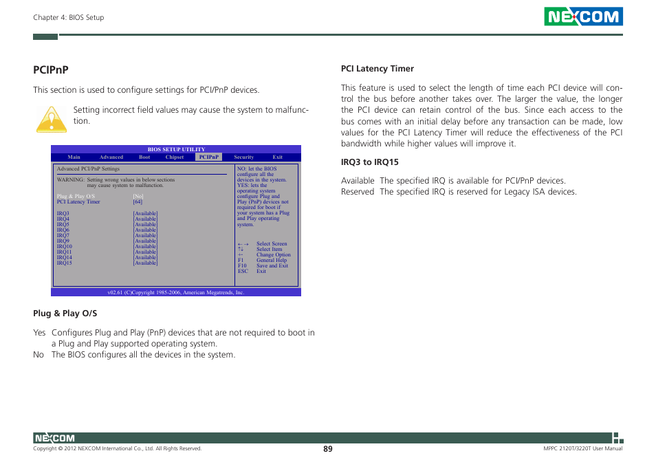 Pcipnp | NEXCOM MPPC 2120T User Manual | Page 105 / 113