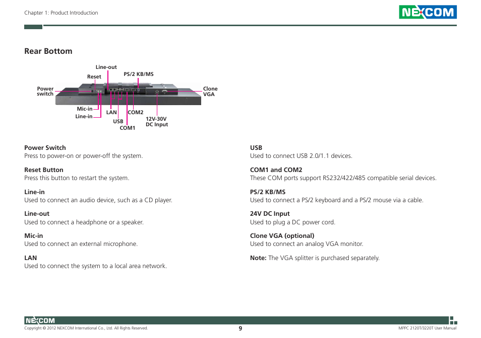 Rear bottom | NEXCOM MPPC 2120T User Manual | Page 25 / 113